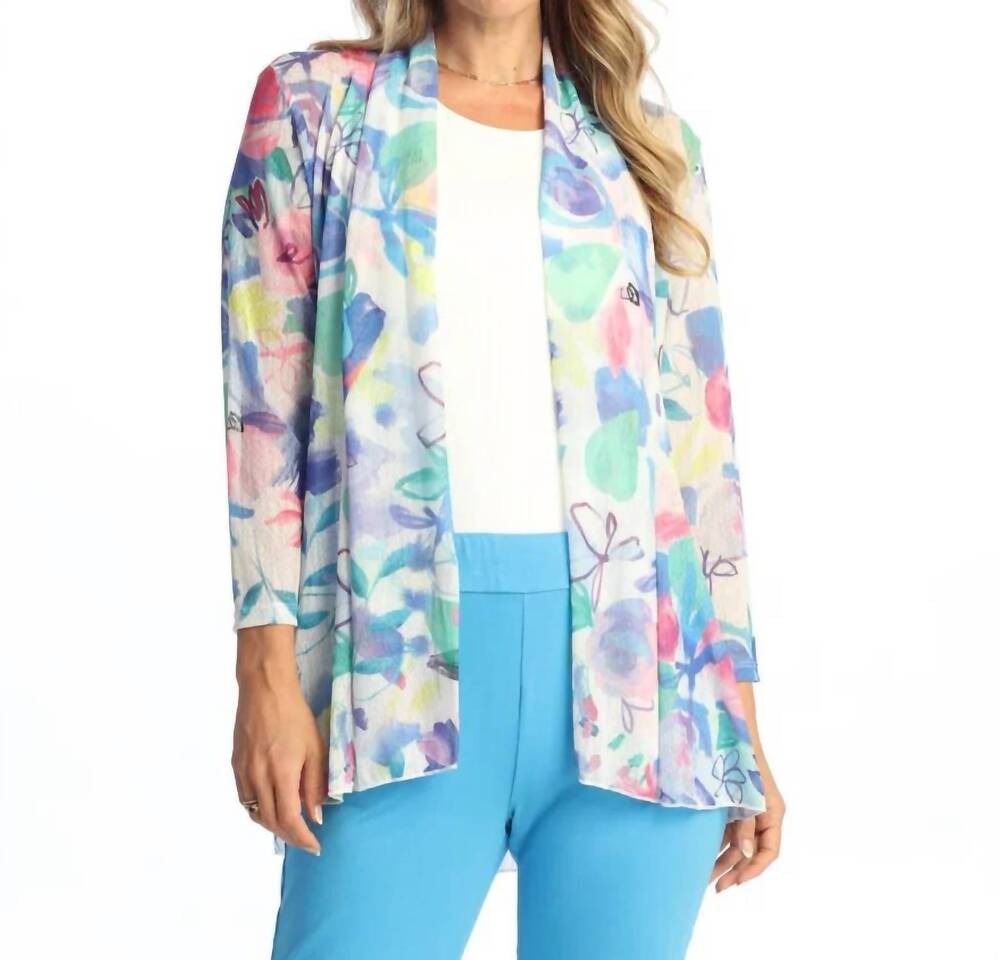 NEW JESS & JANE crepe mesh drape cardigan in camelia